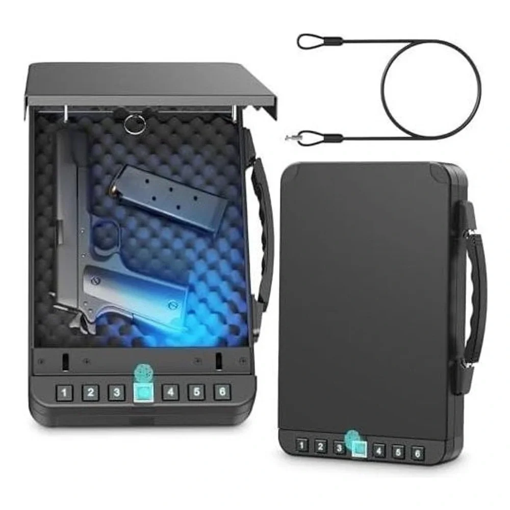 Miisekmy Biometric Handgun Safe Portable Fingerprint Digital Keypad Gun Lock Box